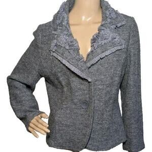 Elena Solano Women's Petite Medium Boiled Wool Coat Double Breasted Jacket